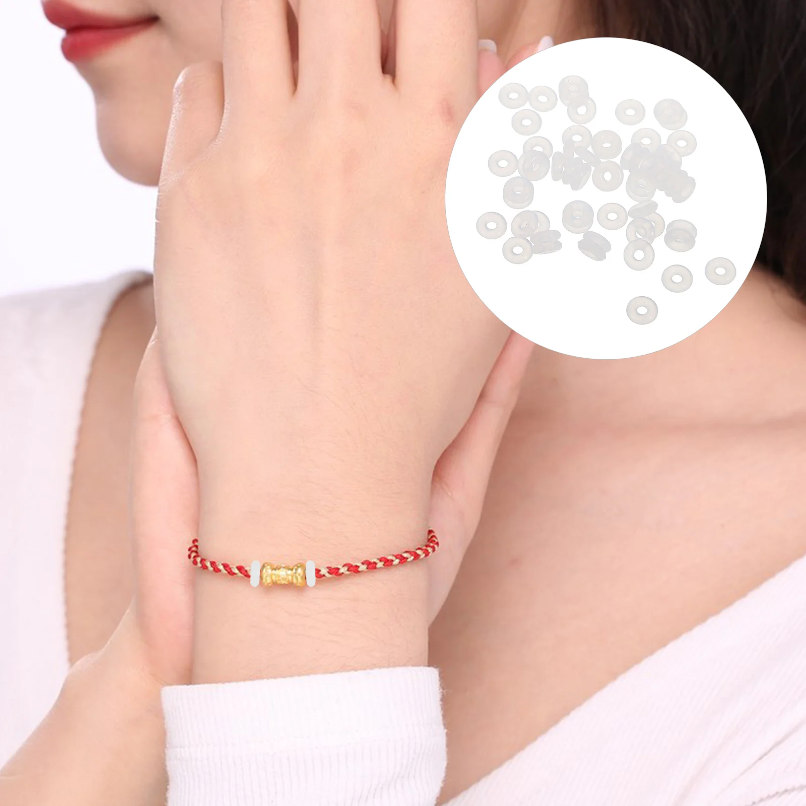 팔찌 목걸이 스페이서 스토퍼 용 100 Pcs 비즈 낚시 용 고무 비드 스톱 DIY 쥬얼리 결과 참