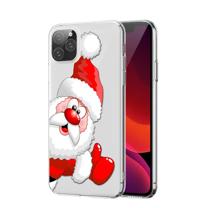 New Year\'s Christmas Phone Case for IPhone 14 13 12 11Pro Max Mini X XS XR 7 8 14 Plus SE2 Clear TPU Cover Christmas Accessories