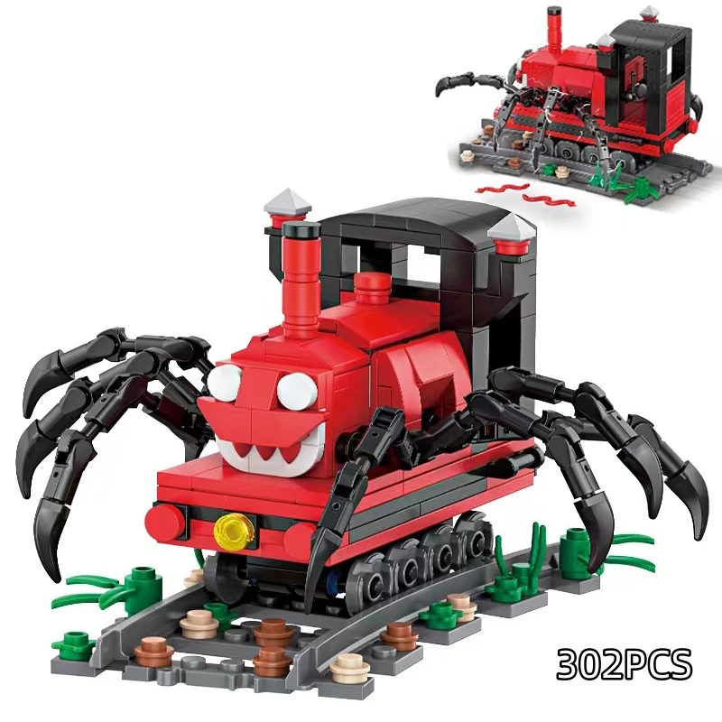 Cartoon Spider Train Monster Steam Trains Moc Game Building Blocks Choo-Choo Charles HorrorsBricks Toys for Children