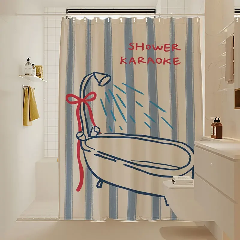 

Bathroom Shower Curtain Anti-Mold Waterproof Fabric Dry Wet Separation Korean Style Bath Curtain Partition Home Decor