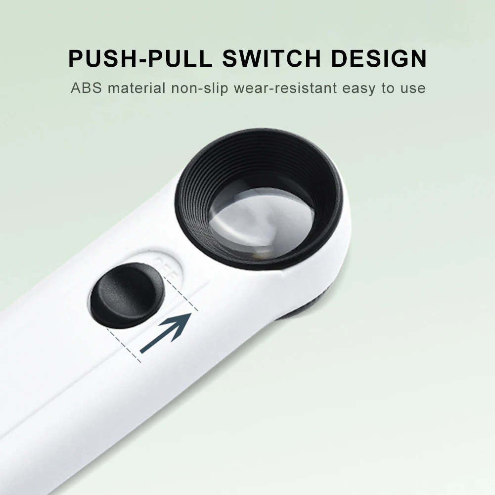 40X عدسة تكبير يدوية مضيئة مجوهرات العدسة المكبر مع اثنين من أضواء LED عدسة المجوهرات لتحديد المجوهرات