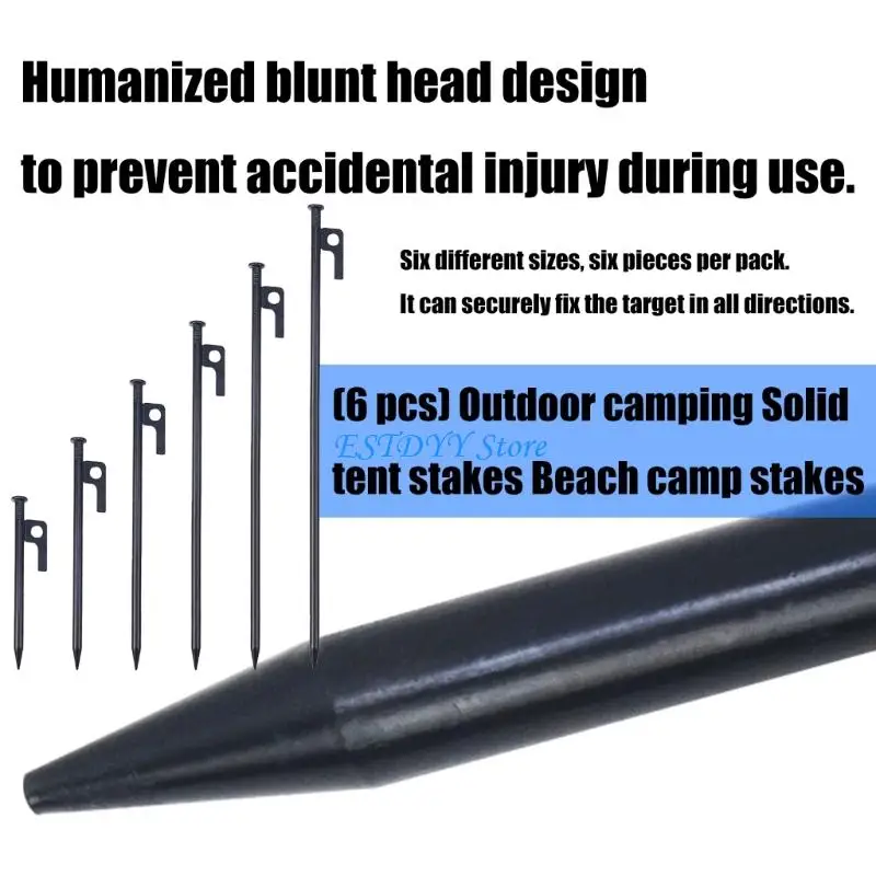 G6DE Heavy Type Steel Camping Stakes for Tents Sand Beach Rustproofed Secure Ground Anchors Wind Resistance
