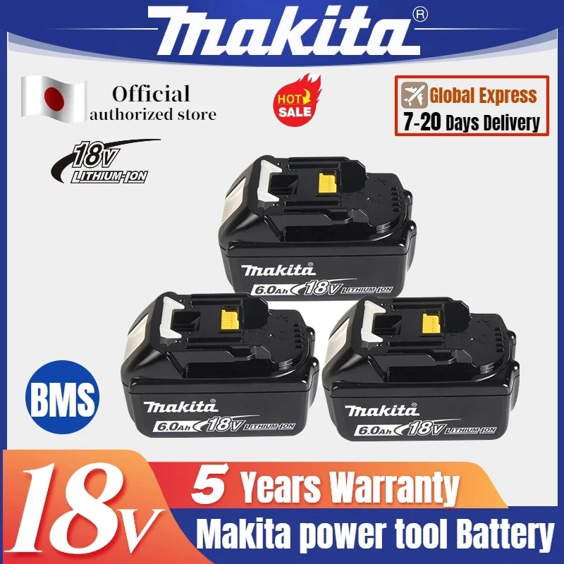 

BL1860 makita 18v 6ah original battery bl1830 bl1860 bl1850B tool batteries compatible for Makita 18 Volt wireless grinder