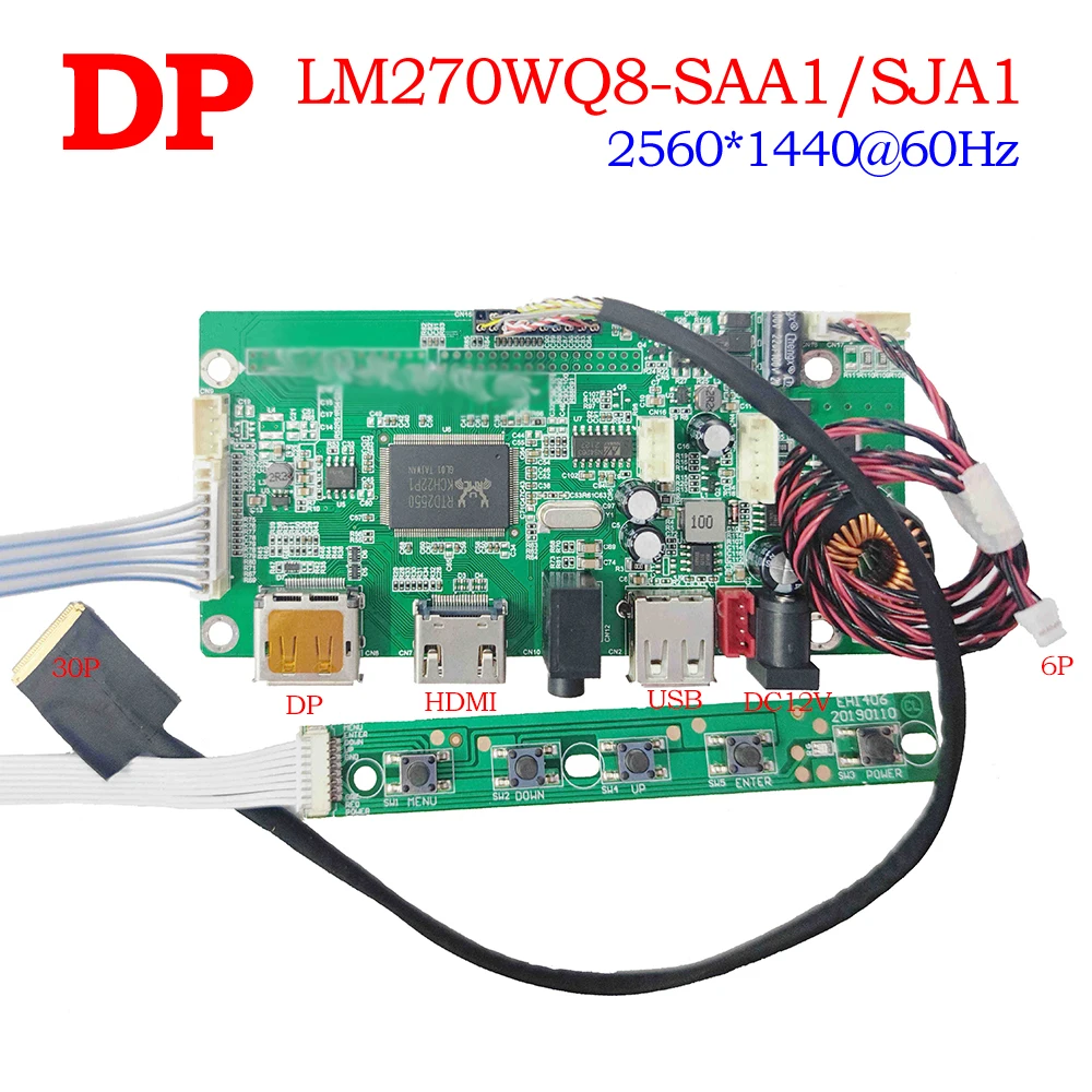 LM270WQ8-SAA1 LM270WQ8-SJA1 Controller Board Kit 2560X1440 LED eDP 30Pins Driver Board LCD Screen DIY DP+HDMI+USB+Audio U2722DX