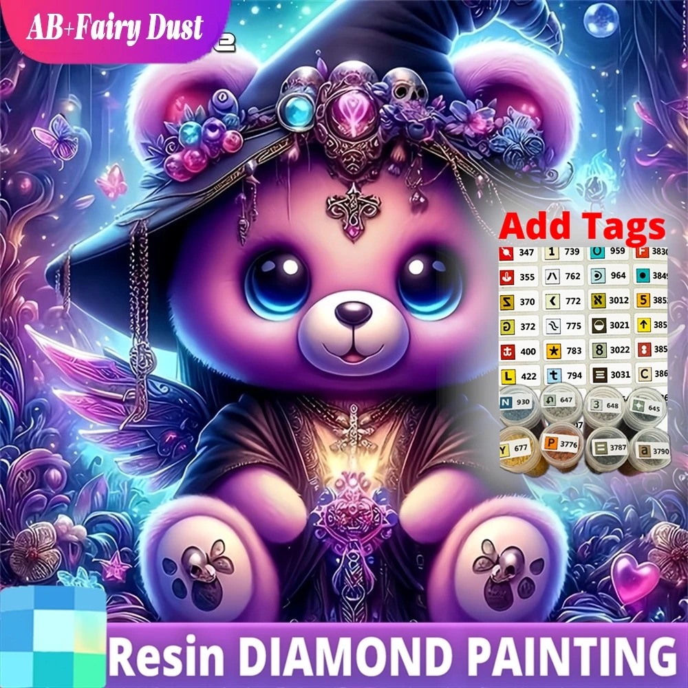 

Resin Fairy Dust AB Diamond Painting Animal Cross Stitch Kits Art DIY Mosaic Panda Picture Rhinestones Embroidery Handmade Hobby