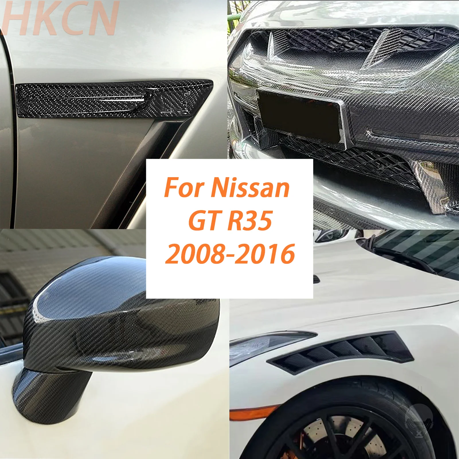 For Nissan GT R35 2008-2016 Real Carbon Fiber Car Fender Rearview Mirror Replacement Parts Exterior Accessories Modification