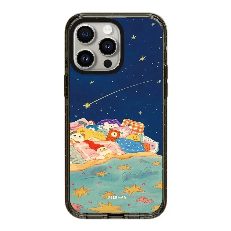 Cartoon Duck Swimming 2.5 Acrylic Black Border Phone Case Cover for IPhone 12 13 14 15 Pro Max Case