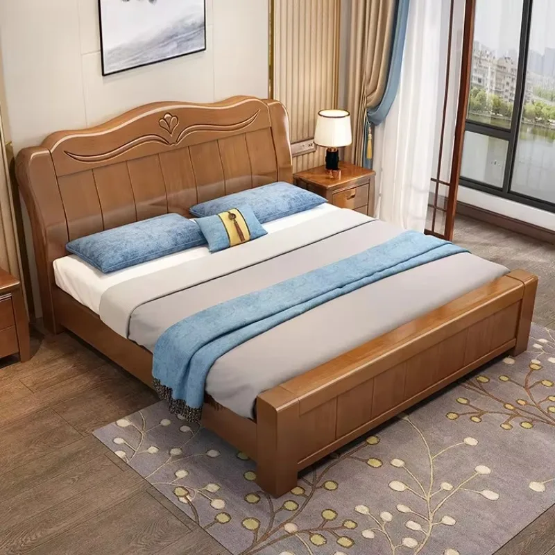 Modern latest wooden bed designs 2024 wooden box bed designs pictures hotel bedroom family Wooden bed with drawers