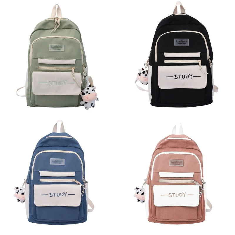 Trường Sách Túi Nhiều Túi Lô Nylon dành cho Teen Girl Học Đại Học Dung Tích Lớn Schoolbag Học Sinh Dễ Thương Daypack