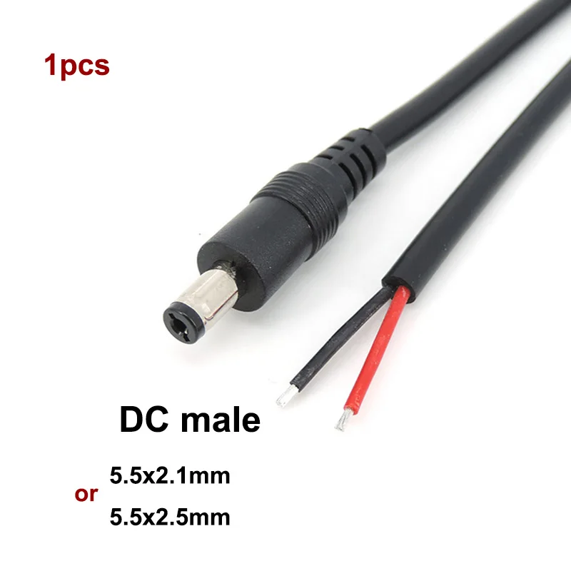 18 cm 18awg 7A DC Männlich Weiblich Netzteil Stecker Kabel 5,5x2,1mm 5,5x2,5mm Kupfer kabel Für LED Streifen licht Kamera 2,1mm 2,5mm