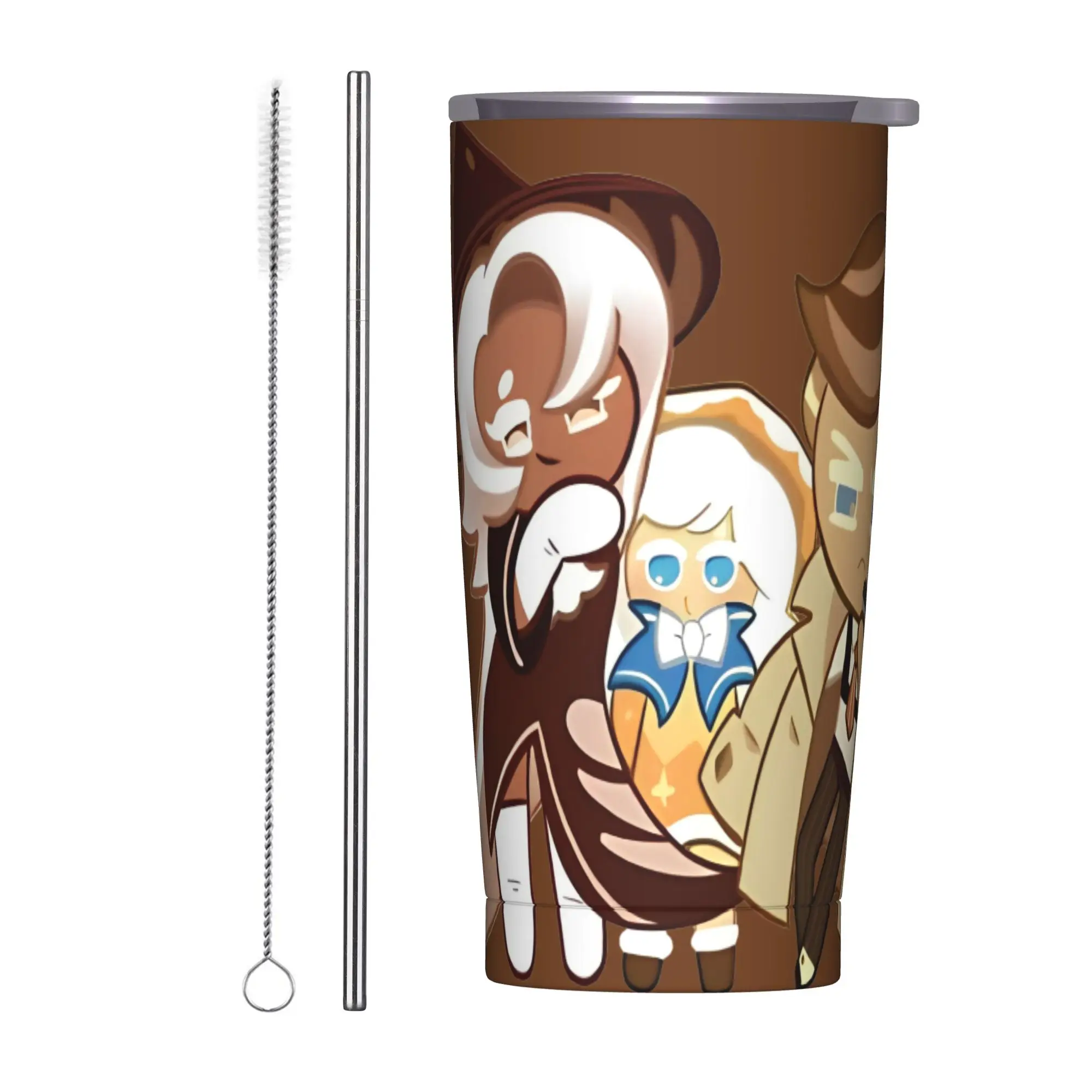 Lattes Creampuffs Almond Cookies Tumbler Vacuum Insulated Run Kingdom Thermal Cup Vacuum Flask Car Mugs Water Bottle, 20oz