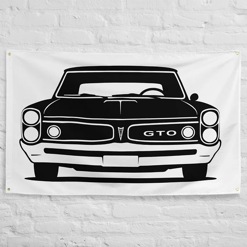 Bandera de pared Pontiac GTO 1966 – Banner clásico de vagones musculosos para garaje, cueva de hombre o entusiastas de los automóviles