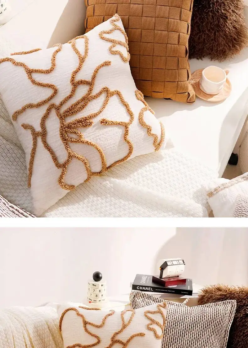 Boho-Kissenhülle im marokkanischen Streifenstil, Chenille, luxuriös, weich, dekorativ, für Sofa, Bett, Heimdekoration – Detail 7