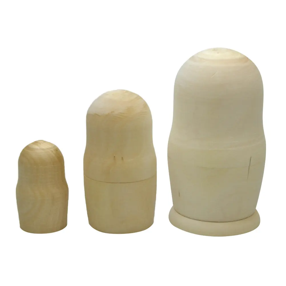

1Set Russian Nesting Unpainted Wooden Babushka DIY Blank Nesting Set Kid Fine Motor Skill Development Matrioska