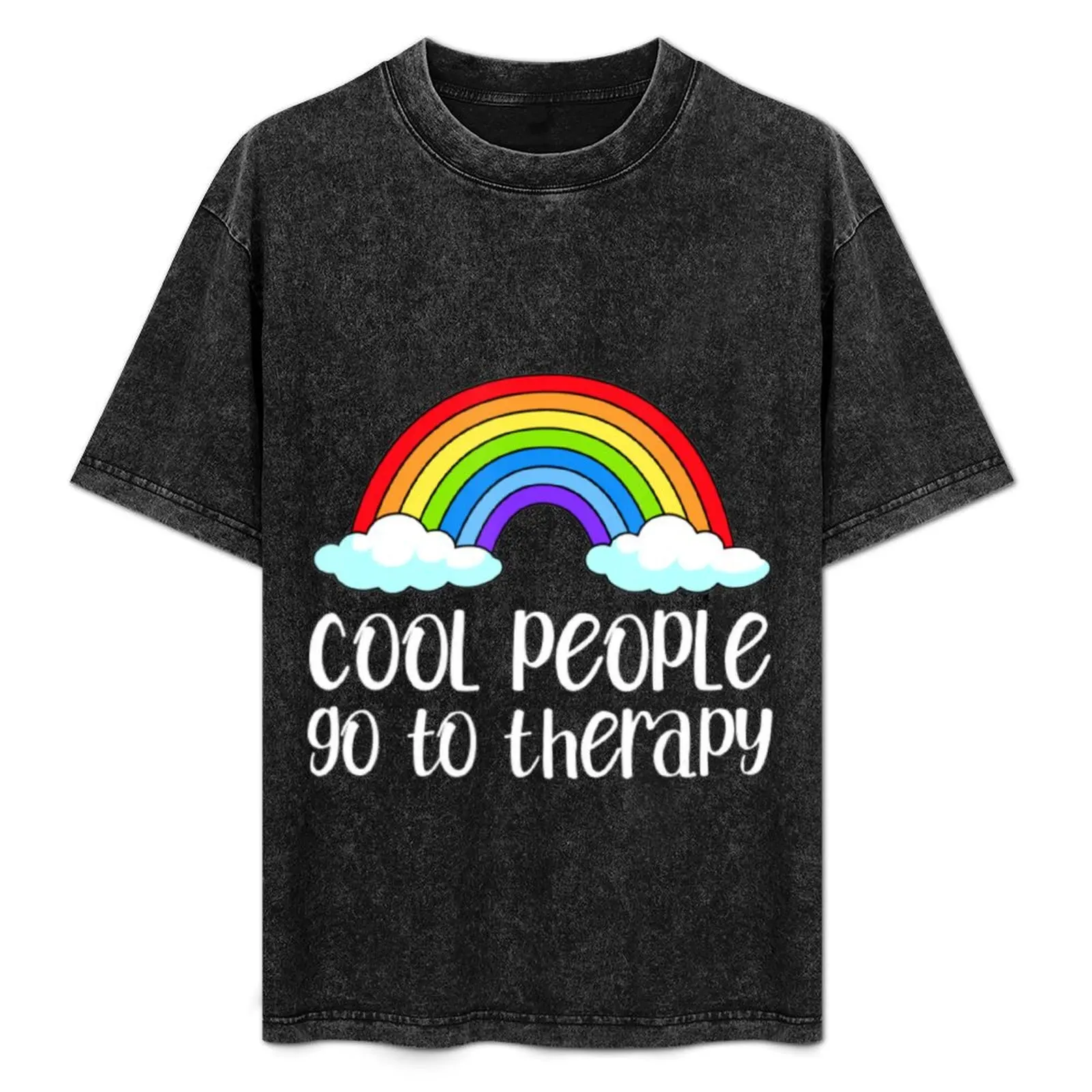 Cool People Go To Therapy Rainbow Mental Health Awareness T-Shirt Lightweight Cooling Short Sleeve Tee