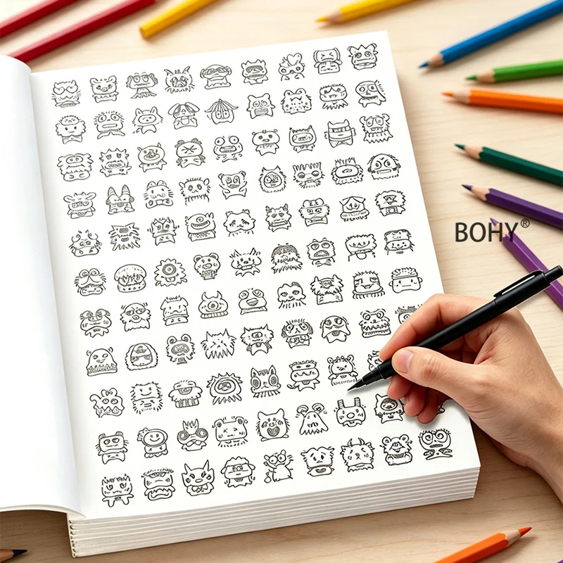 1 Adult Decompression Massive Fun Avatar Drawing Book, Include Various Character Expressions and Other Theme Patterns, 32 Pages