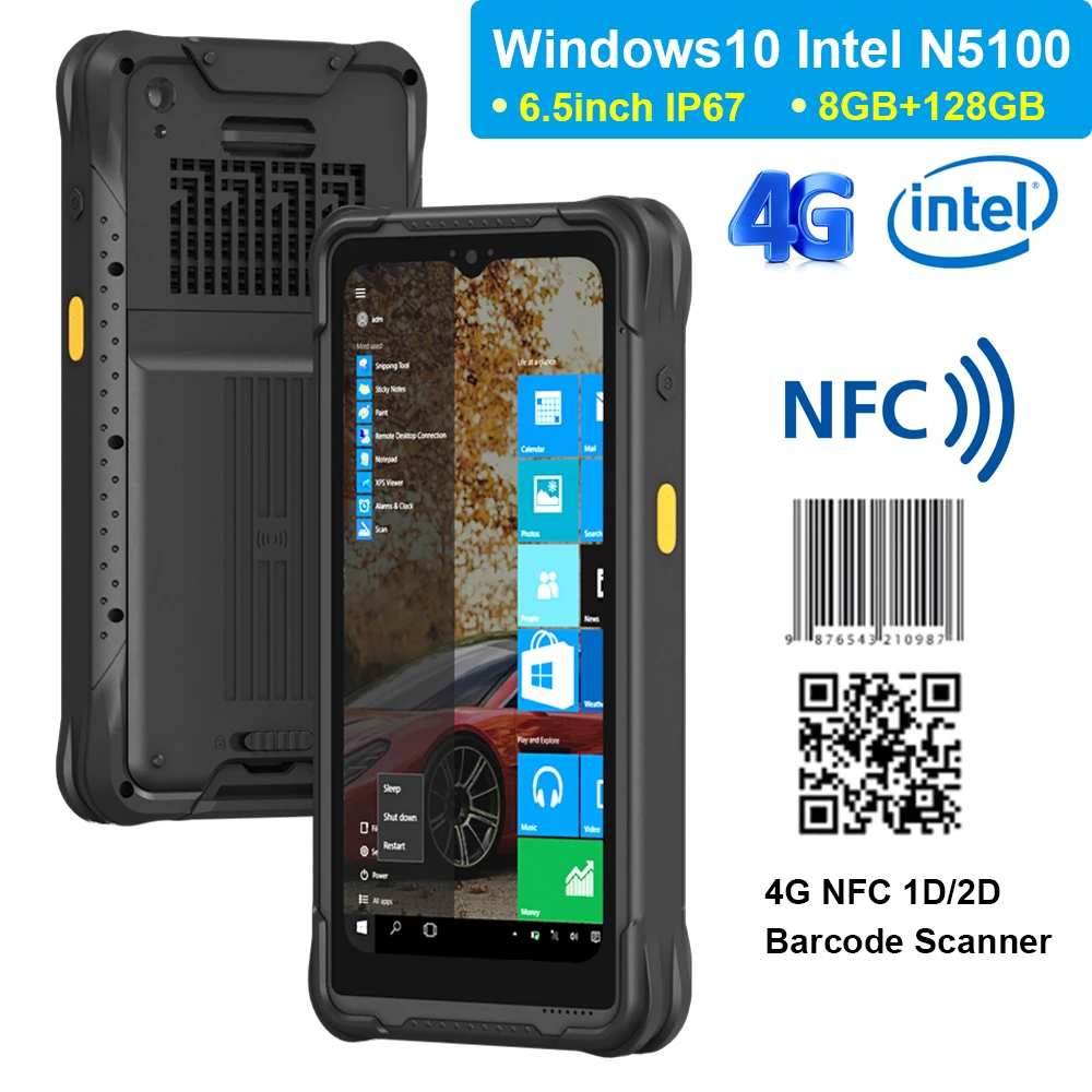 

6.5 inch Tablet 8GB 128GB Rugged Handheld Terminal N5100 Windows10 Data Collection Terminal 4G WIFI GPS NFC Reader