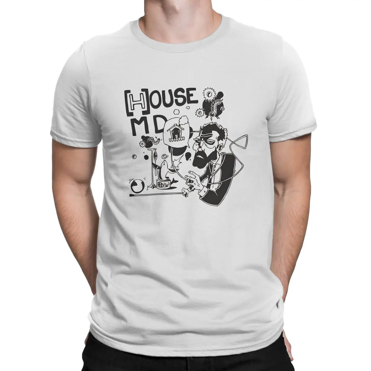 House M D Creative TShirt for Men Man Round Collar Basic T Shirt Personalize Birthday Gifts Tops