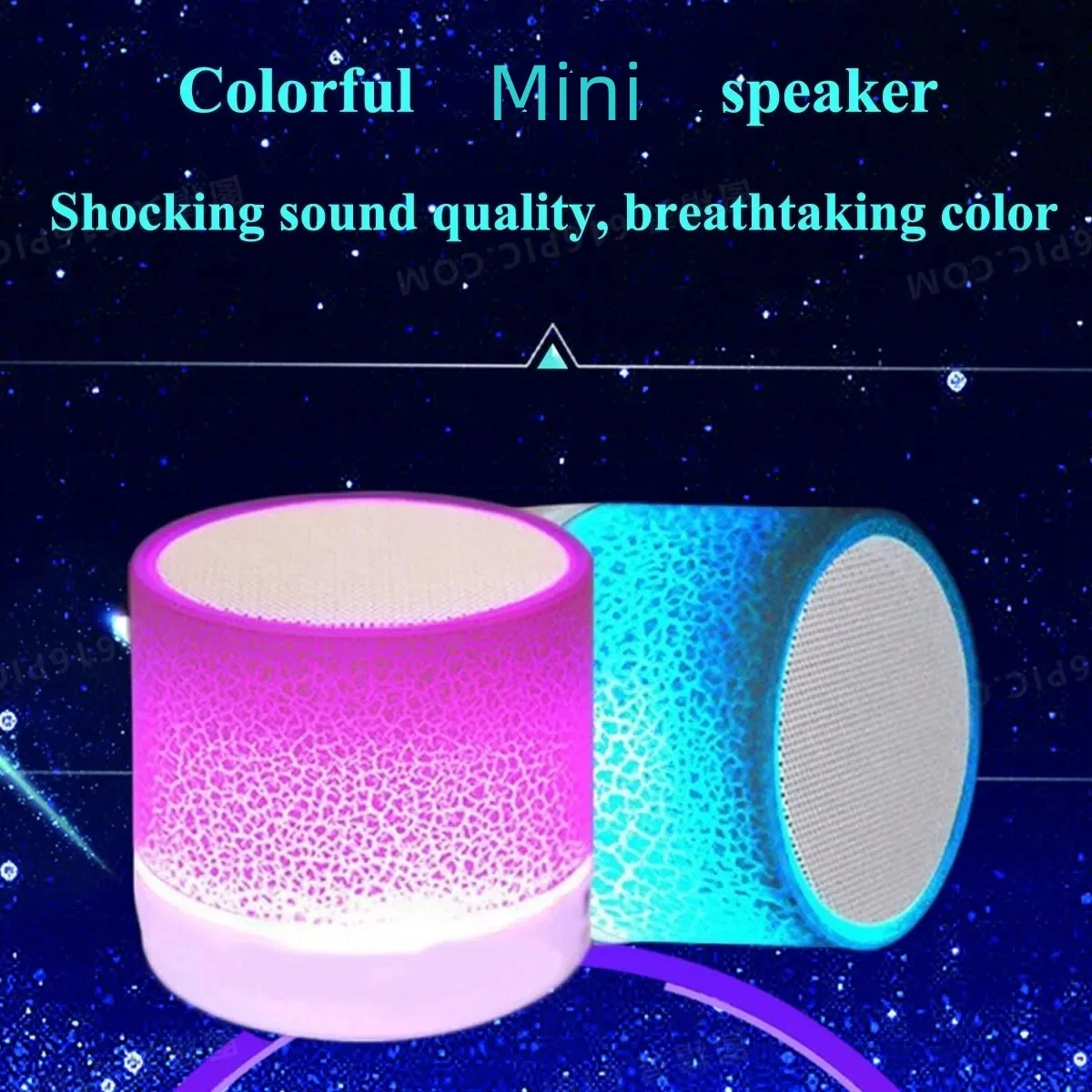 Mini Wireless Speaker with Built-in Mic Handsfree TF Card Dazzling Crack Colorful LED Bluetooth-compatible 4.1 HD Sound Portable