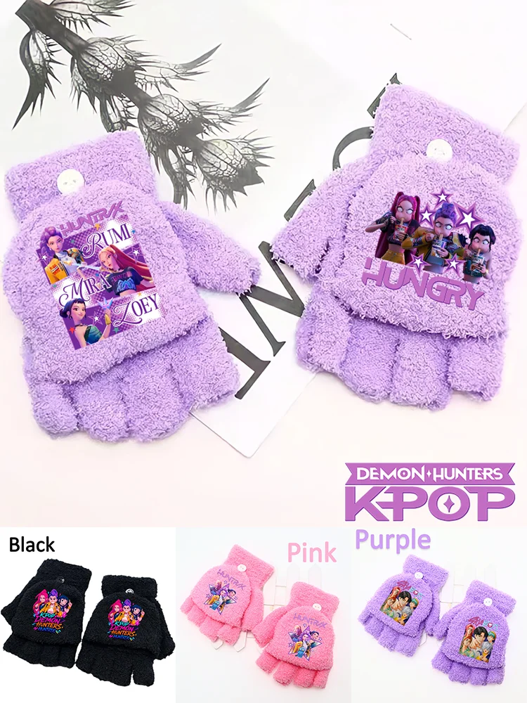 K-Pop Fingerlose Handschuhe, Halbe K-Pop Strickhandschuhe mit Fingerklappen, Warme Handschuhe für Mädchen und Jungen, zum Schreiben und für die Schule