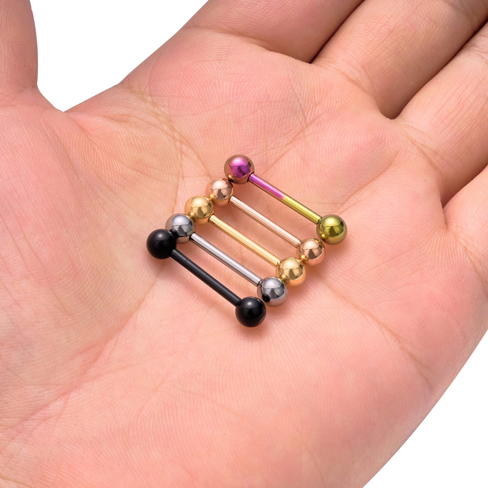 1/10 Stück Externer/Interner Gewinde-Piercing-Schmuck aus G23 Titan, 14G 16G, langer Industrial Barbell Ring, Zungenpiercing, sexy Barbell – Detail 20