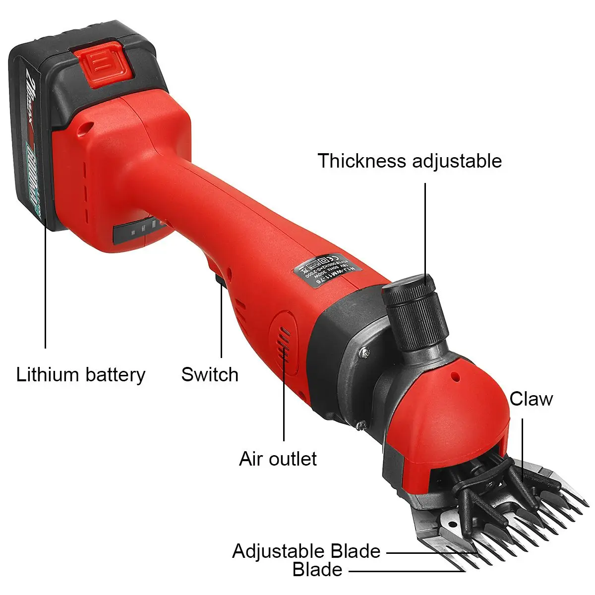GMO5-76 Rechargeable Battery Sheep Clipper Shearing Machine Sheep Hair Clipper Cordless Sheep Shears With Battery For Sale