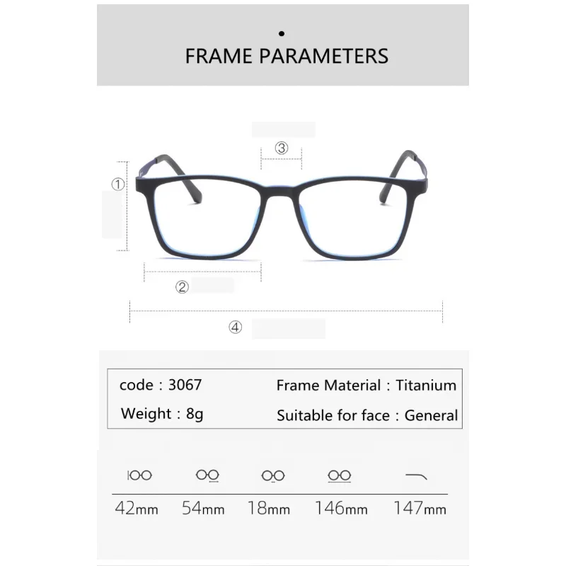 Ultralight Titanium Frame Reading Glasses Women Men Anti Blue Light Prescription Eyeglasses +1.0 To +4.0