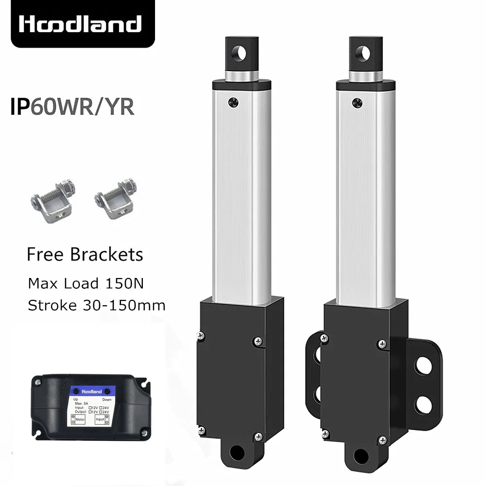 Hoodland DC 24V Small Linear Actuator Max Force 33Lbs Electric Motor For Cabinets Window Opener Robitcs With IPC3 Controller