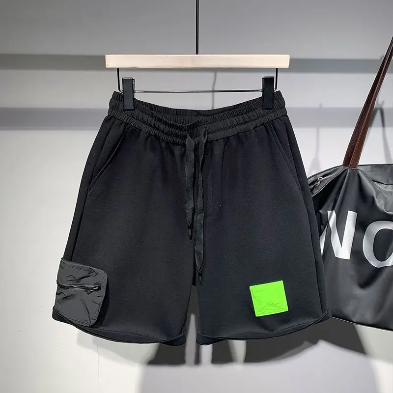 Summer Men's Knitted Shorts Loose Fit Five-Pocket Zipper Pocket mid Waist Polyester Fiber Lightweight Breathable Comfortable