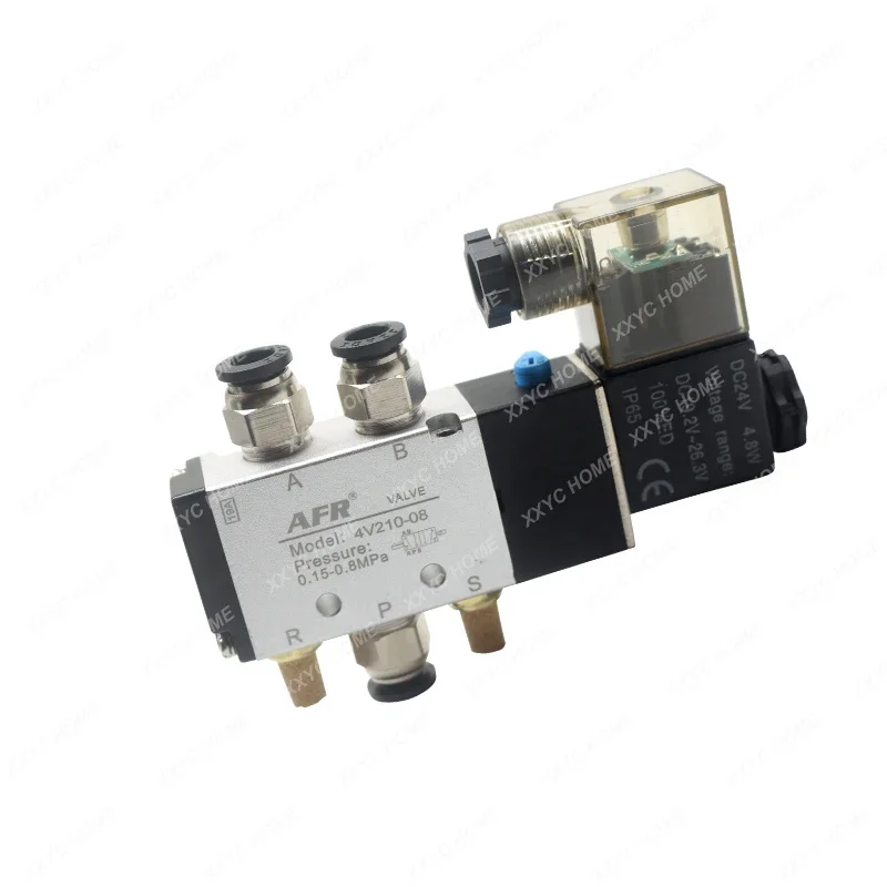 

12V 24V 110V 220V 4V110-06 air valve Single Coil 2 Position 5 Way Pneumatic valve Air Solenoid Valve