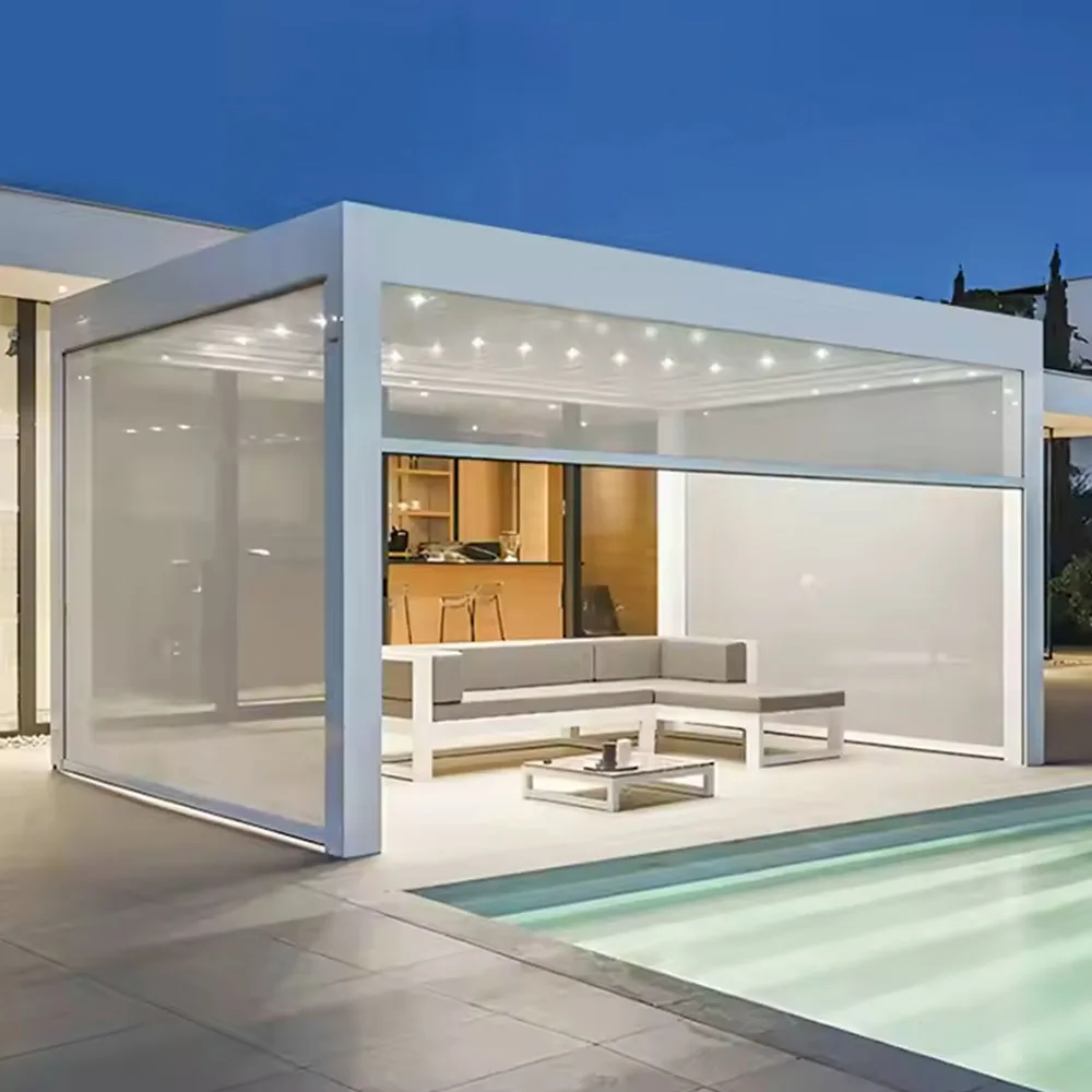 Outdoor Motorized Aluminum Pergola for Swimming Pool Deck Backyard Luxury Villa Landscape Designpromote sales