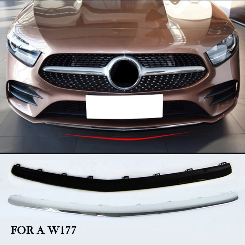 A1778854202 For Mercedes Benz A Class Klass W177 A250 AMG Line 4MATIC Front Bumper Lip Spoiler Chrome Black Trim Accessory