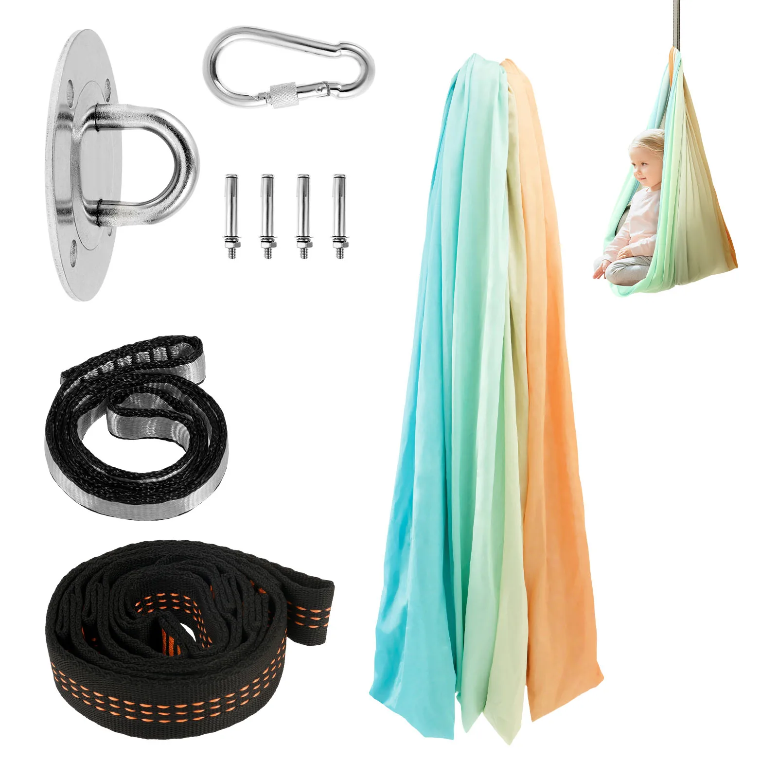 

Kid Home Hanging Swing Seat Yoga Fitness Hammock Nylon Elastic Therapy Cuddle Wrap Aerial Yoga Equipment for Home Room Relaxing