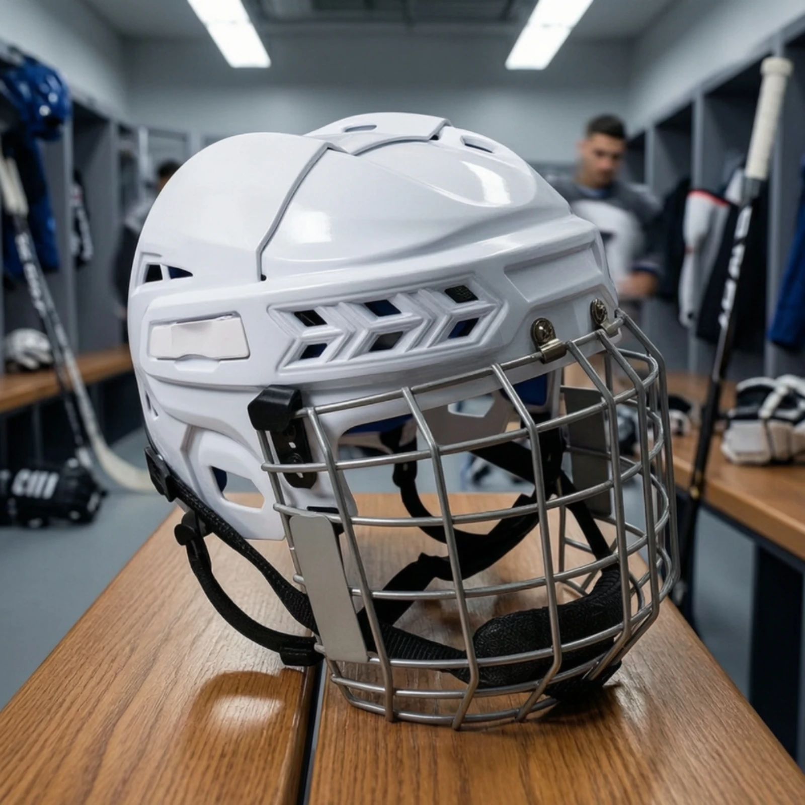 Helmet with Face Cage Protective Full Face Helmet Adjustable Breathable for Hockey Players, Contact Sports