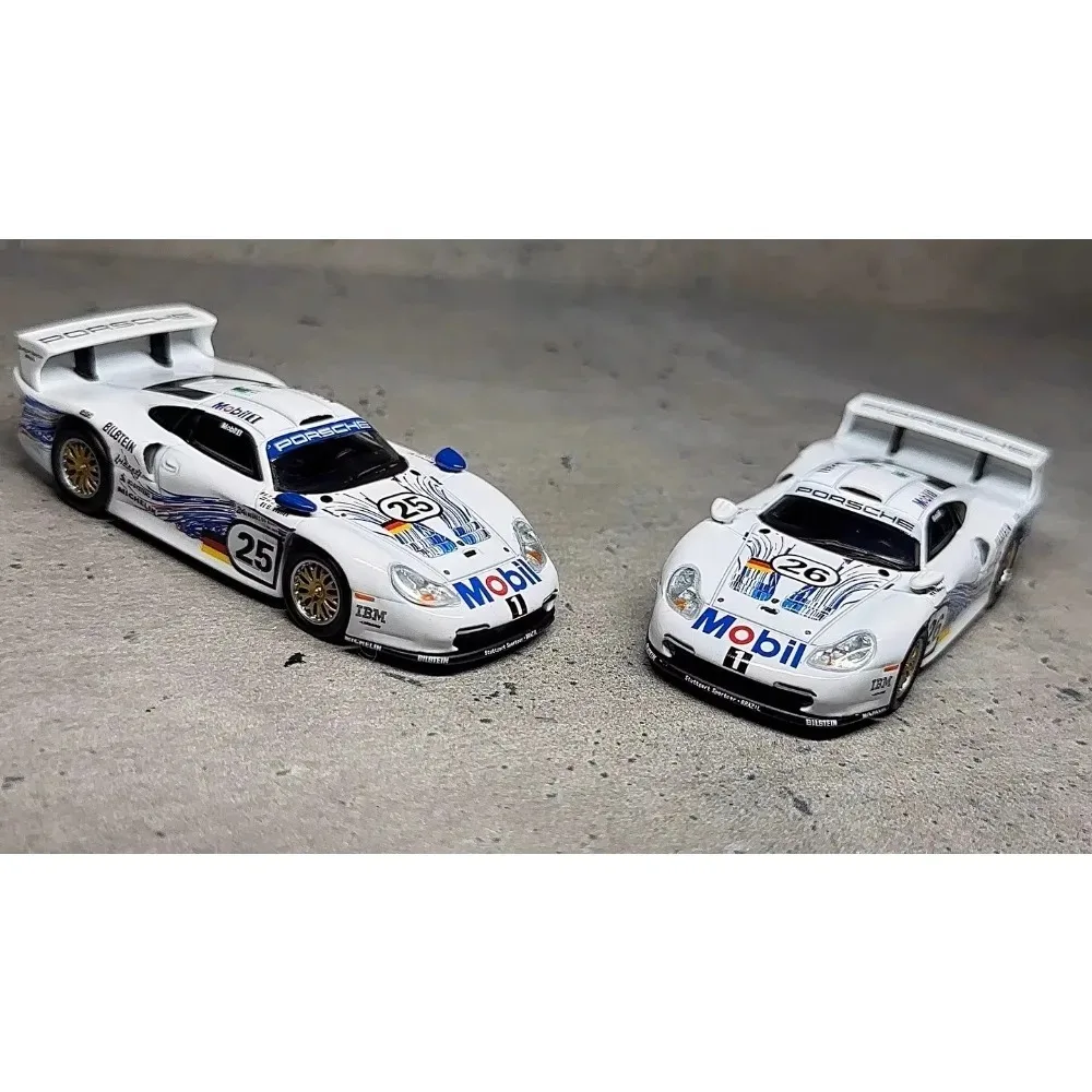 سباركي 1:64 حصريًا صغيرًا بورش 911 GT1 EVO 24h LE MANS 1997 H.J.STUCK - T.BOUTSEN # 25 # 26 لعبة نموذج سيارة مصنوعة من خليط معدني #3