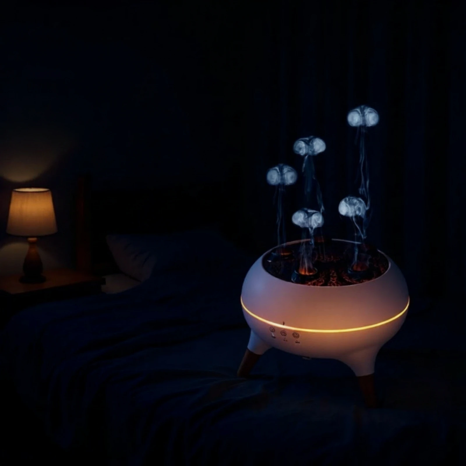 Jellyfish Mist Dispenser Humidifier Compact Jellyfish Humidifier Mist Dispenser Ambient Appliance Timed for Bedroom, Desk