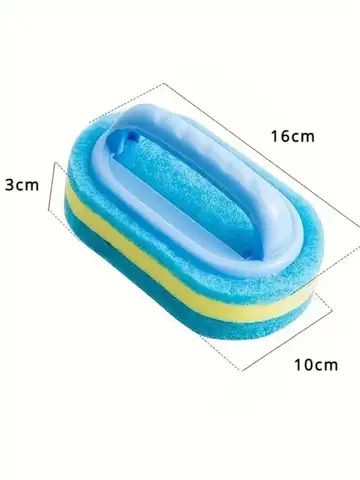 Multi Functional Cleaning Sponge with Handle for Kitchen Bathroom Tile Glass Bathtub Stain Removal Easy Grip Design