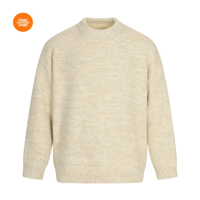 

DAVIDSHAO, размер ЕС, США, высокое качество, уличный роскошный модный бренд, осень 202, мужской вязаный свитер из шерсти альпаки с круглым вырезом