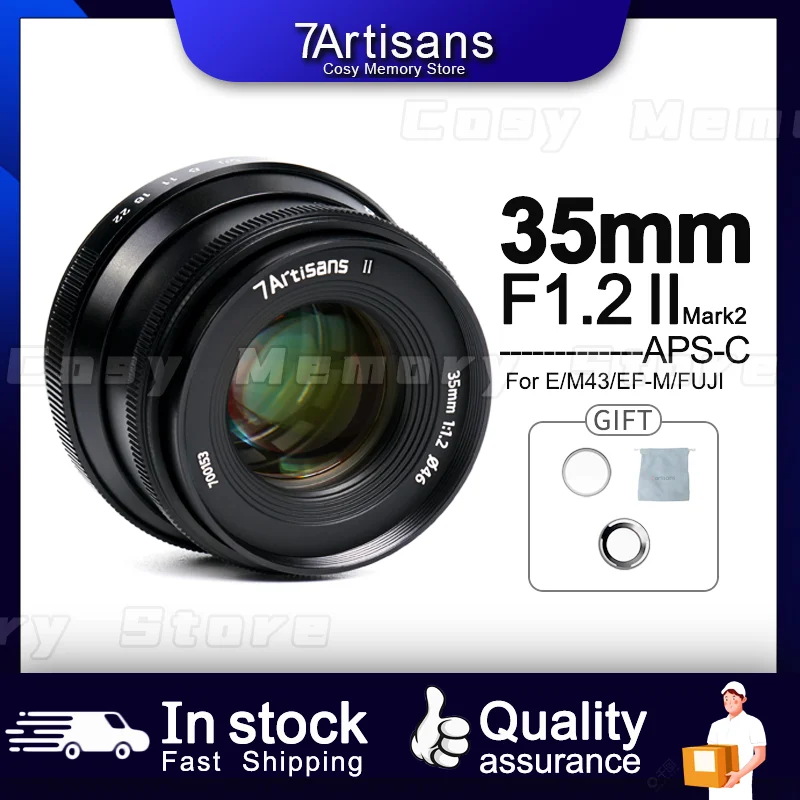 

7artisans 35mm F1.2 II APS-C Large aperture Prime Lens for Micro 4/3 Sony E Fuji X Canon EF-M Nikon Z Mount Lens