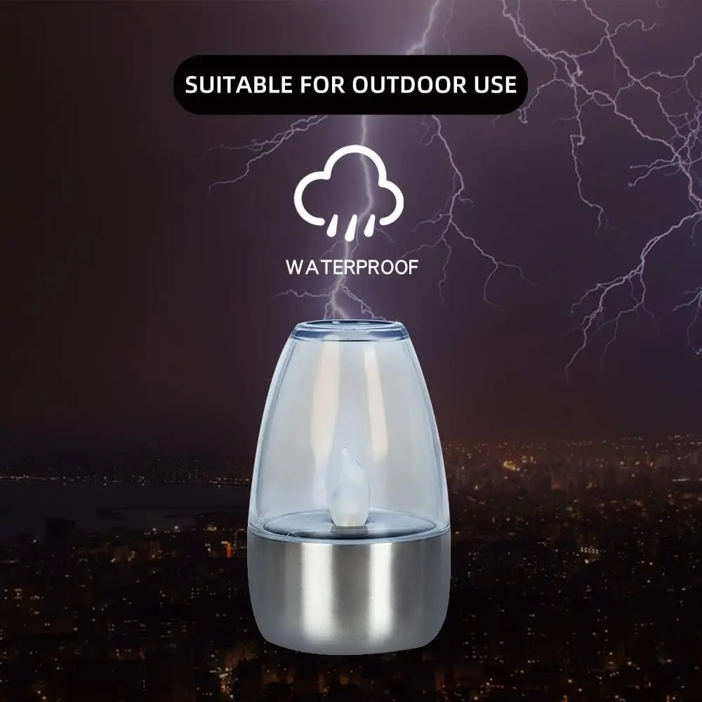 Solar Light LED Stainless Steel Candle Outdoor Courtyard Decorative Atmosphere Night Light Halloween Candlelight Dinner Led