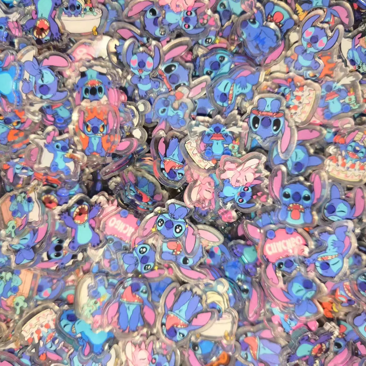 10/50 Pieces Random Disney Stitch Diy Handmade Patch Acrylic Animation Stitch Pendant Patch Handmade Diy Decoration Pendant Gift