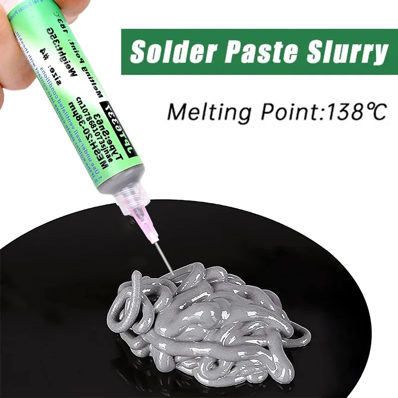 138 ℃ Low Temperature Lead-free Syringe No Clean Solder Paste Sn42Bi58 SMD Welding Paste for Circuit Phone Component Repair