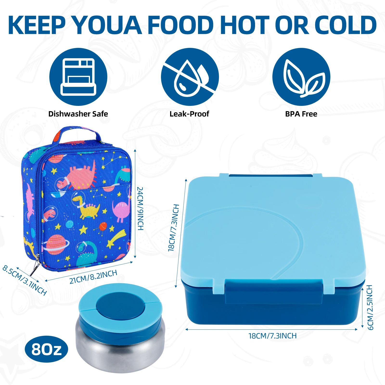 Bento Lunch Box Set With Insulated Food Jar & Themed Lunch Bag, Leak-Proof, BPA-Free