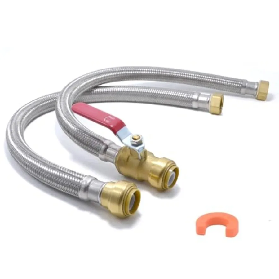 

24 inch Water Heater Connector Kit 3/4" Ball Valve x 3/4" FIP, Water Heater Supply Line, Stainless Steel Braided Flexible Water