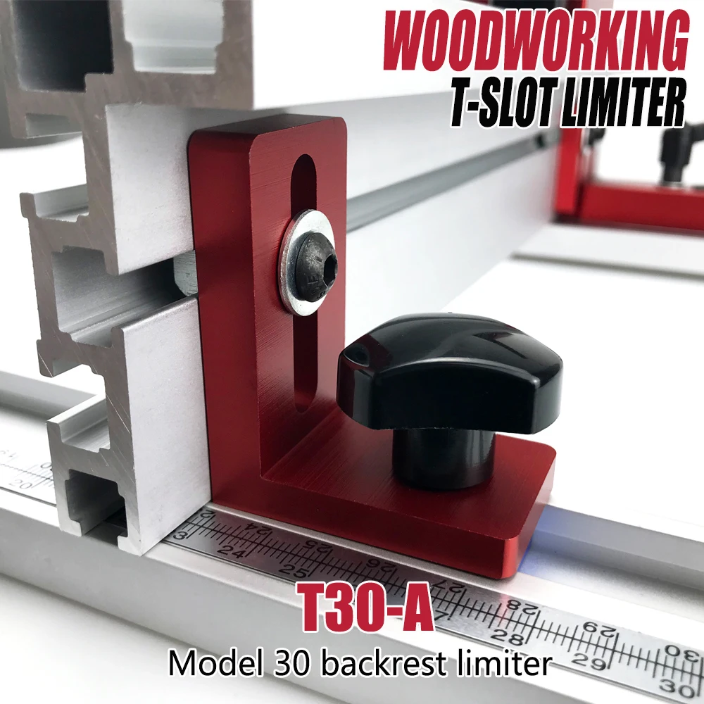 Woodworking T-Slot Limiter 5PCS T30 Position Stop Locator for 30/45/75 Aluminum Rail, Table Saw Miter Track Limit Tool