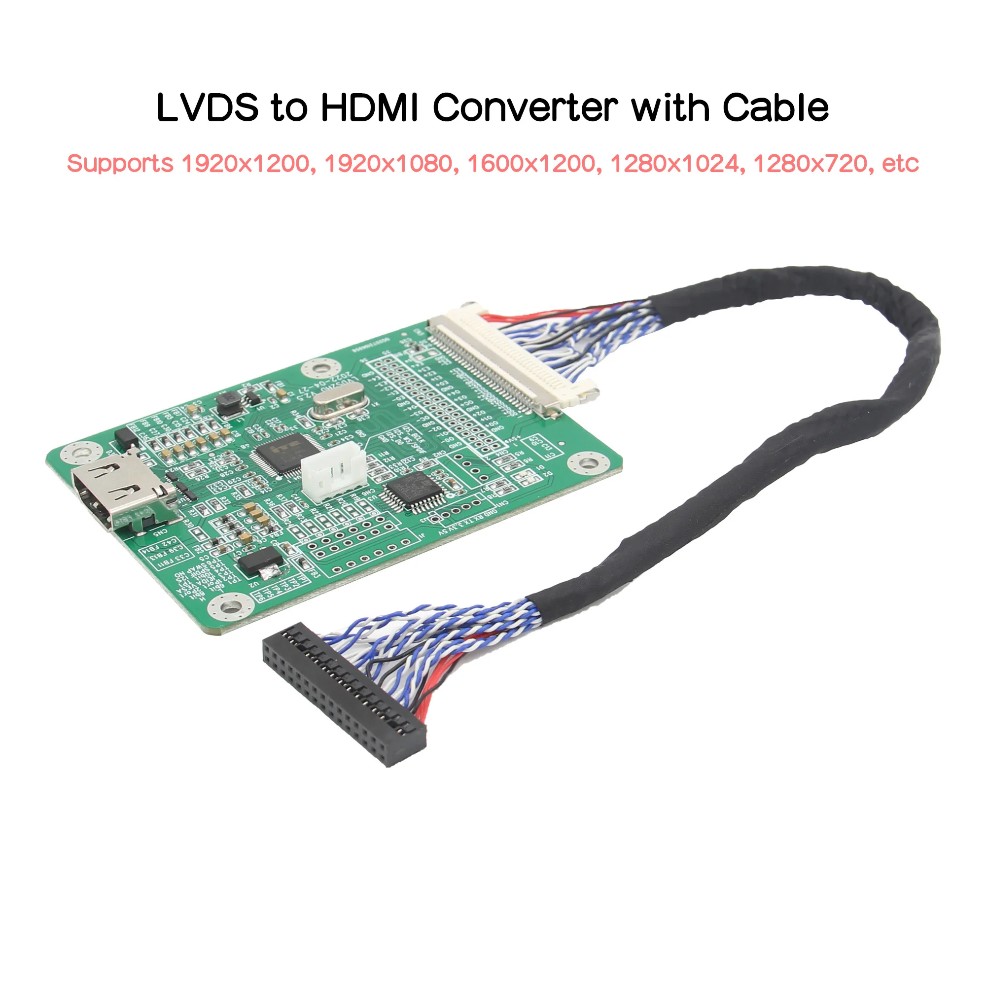 LVDS to HDMI Converter Adapter Board with Cable | Support 1920x1200, 1920x1080, 1600x1200, 1280x1024, 1280x720