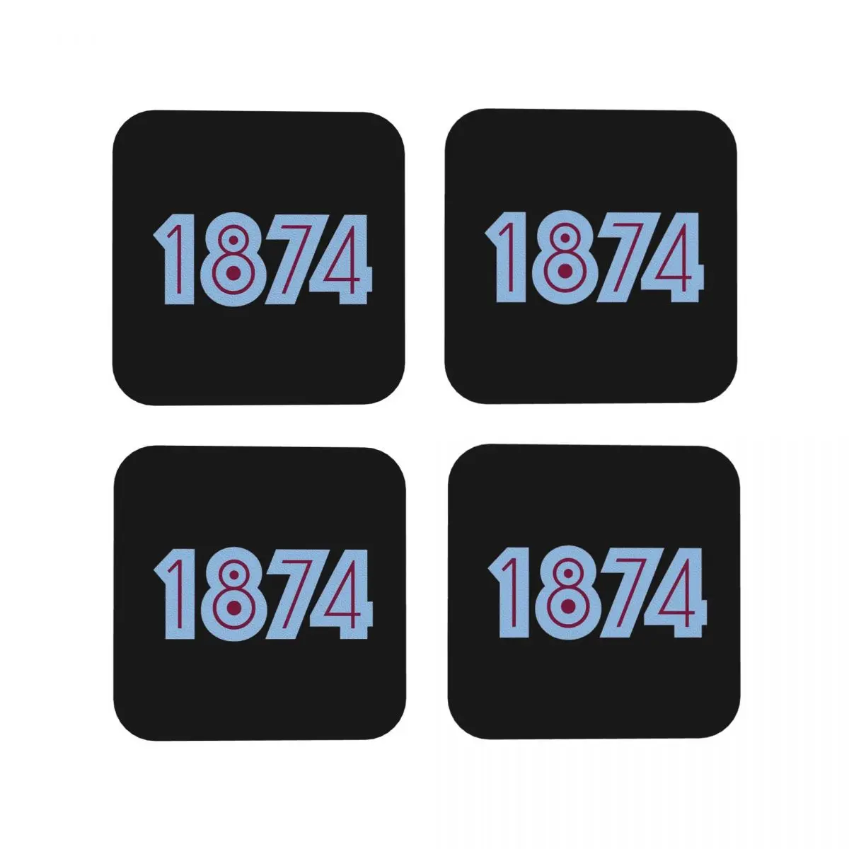 Aston Villa 1874 Coasters Kitchen Placemats Non-slip Insulation Cup Coffee Mats For Decor Home Tableware Pads Set of 4