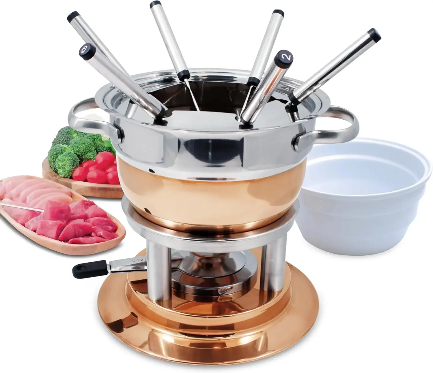 Lausanne 11 Piece Copper Plated Fondue Set