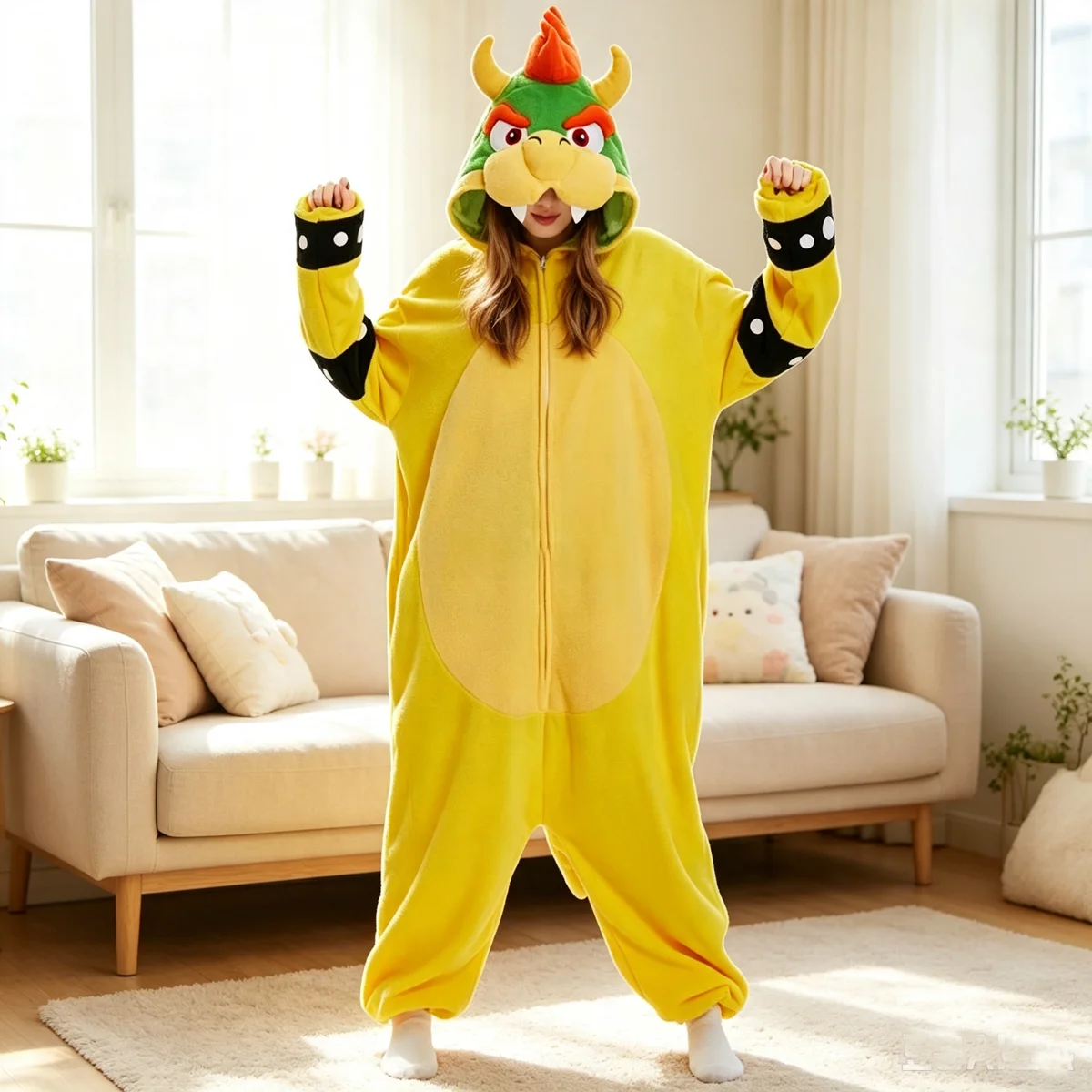 Kigurumi Koopa XXL dla dorosłych, damskie piżamy, kostium cosplay z kreskówki na Boże Narodzenie, Halloween, odzież do spania, anime, odzież domowa, piżamy