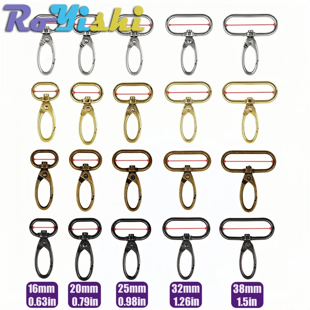 5-100Pcs 16-38mm Bag Strap Hook Buckle Metal Swivel Lobster Clasp DIY Webbing Snap Hook Carabiner Keychain Buckles Accessory